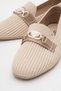 Women's Buckle Knitwear Shoes Beige - 3