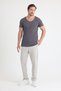Men's V-Neck Straight-Cut Open Collar Basic T-Shirt - 7