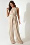 Wide Leg Halter Neck Belted Stylish Jumpsuit - 5