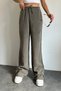 Lace-Up Elastic Waist Washable Modal Woven Palazzo Women's Trousers 4016