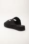 Women's Wedge Heeled Slippers Black Double Strap Stone Buckle - 5