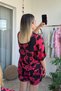 Modal Black Red Short Sleeve Shirt Shorts Set - 2