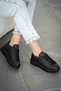 Queen Lace-Up Women's Leather Sports Shoes Black Black