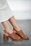 Vale Women's Genuine Leather Heeled Shoes Tan - 3