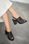 Rome Women's Genuine Leather Heeled Shoes Black