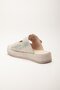 Women's Wedge Heeled Slippers Beige Double Strap Stone Buckle - 5