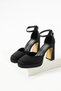 Daze Women's Platform Thick Heeled Shoes Black Satin - 4