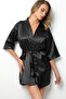 Belted Satin Dressing Gown and Embroidered Back Low-Cut Nightgown Dowry Set - 8