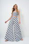 Women's Aviator Blue Waist Gimped Wide Leg Pants and Gimped Crop Bustier Suit Alc-X14058 - 3