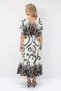 Women's Black-Beige Front Back V-Neck Patterned Skirt Flounced Summer Woven Dress Alc-X14199 - 5