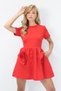 Women's Red Pocket Detailed Back Zipper Short Sleeve Woven Dress Alc-X14230 - 2