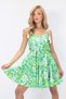Women's Green Strap Tassel Detailed Patterned Woven Mini Dress Alc-X14231 - 2