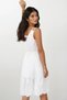 Women's White Strap Lined Skirt Flounced Fisto Embroidered Dress Alc-X14186 - 2