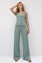Green V-Neck Buttoned Vest and Trousers Set Alc-X13583 - 3