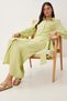 Women's Pistachio Green Linen Shirt Skirt Set FN03475