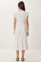 Women's Ecru Flounced Summer Midi Crinkle Knitted Dress Zv00333 - 4