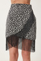Women's Anthracite Patterned Tasseled Mini Woven Skirt Us01002 - 3