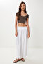 Women's Ecru Long Summer Flexible Knitted Skirt Cr00519 - 3