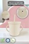 Baby Training Cup with Leak-Proof Lid and Silicone Straw, Silicone Baby Feeding Cup-Beige