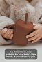 Baby Training Cup with Leak-Proof Lid and Silicone Straw - Silicone Baby Feeding Cup - Brown - 4