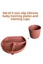 2-Pack Baby Mor Silicone Plate and Cup; 3-Compartment Non-Slip Vacuum Baby Training Cup