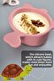 Set of 3 Animal Figured Silicone Baby Feeding Bowls - Shaped Baby Feeding Bowl Pink - 3