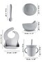 4-Piece Silicone Feeding Set - Bib - Vacuum Feeding Bowl - Straw Cup - Spoon - Grey - 8