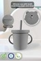 Baby Training Cup with Leak-Proof Lid, Silicone Straw, Silicone Baby Feeding Cup - Gray