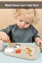 2-Piece Baby Silicone Feeding Set - Vacuum Plate - 3 Compartment Silicone Plate Set - Beige - 5