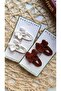 Brown White Color Bow Set of 4 Snap Buckles, Hand Knitted Organic Buckle - 2