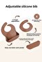 4-Piece Silicone Feeding Set - Baby Food Bib, Feeding Spoon, Cup with Handle, Vacuum Plate Brown - 2