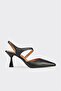 Black Leather Women's Heeled Shoes