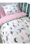 Cotton Baby/Child 70X120 Pillow Sheet Quilt Sleeping Set for Park Crib Pink Gray Moon Cloud - 2