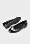 Black Leather Women's Casual Ballerinas - 3