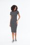 Women's Black Short-Sleeve Long Striped Dress - Yazcız - 6