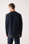 Men's Navy Blue Crew Neck Pocket Detailed Sweatshirt A22Y1007 - 4