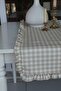 Runner Checkered Frilly Vintage Beige Cream Duck Linen 40X130Cm - 4