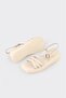 Beige Leather Women's Wedge Heel Sandals - 3