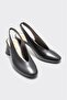 Black Leather Women's Heeled Shoes - 2