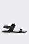 Black Leather Women's Flat Sandals