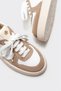 Beige Leather Women's Sports Shoes - 3