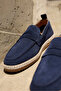 Phoenix Navy Blue Suede 100% Genuine Leather Men's Loafer Shoes - 3
