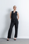 Women's Vest Pants Double Set - Striped Black - 2