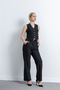 Women's Vest Pants Double Set - Striped Black - 3