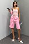 Pink Pleated Women's Bermuda Shorts Mg2483 - 4