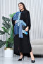 Women's Denim Printed Plus Size Viscose Long Dress Black Blue - 5