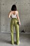 Pistachio Green Elastic Slit High Waist Sweatpants - 5
