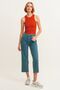 Women's Pomegranate Flower Ribbed T-shirt Halter Collar Knitted Singlet - 2