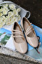 Tessa Patent Leather 3-Stripes Beige Ballerinas - 3