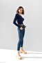 Dark Navy Long Sleeve Ribbed Blouse Crop Knitted T-shirt - 7
